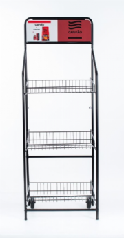 Expositor para carv�o com 3 cestos