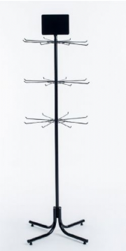 Expositor para encartelados girat�rio triplo com 24 ganchos