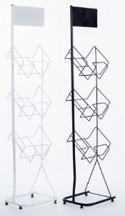 Porta revistas e folders com 3 bandejas